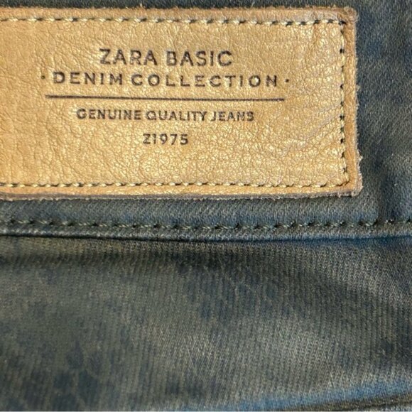 Zara Z1975 Snakeskin Printed Denim Jeans Pants Waxed Finish Sz 6 38 - Picture 9 of 15